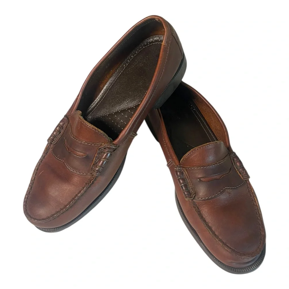 GH Bass Vintage Penny Loafers Brown Leather Made In USA Size 10